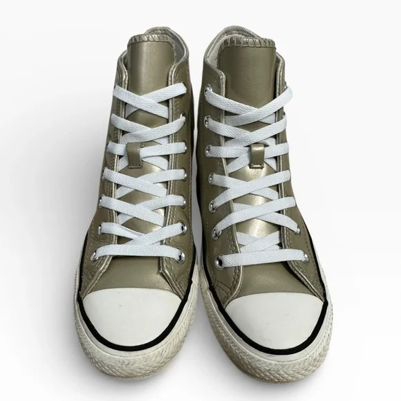 Converse Chuck Taylor All Star Hi Metallic Gold High Top Sneakers Womens 8 - Picture 2 of 8